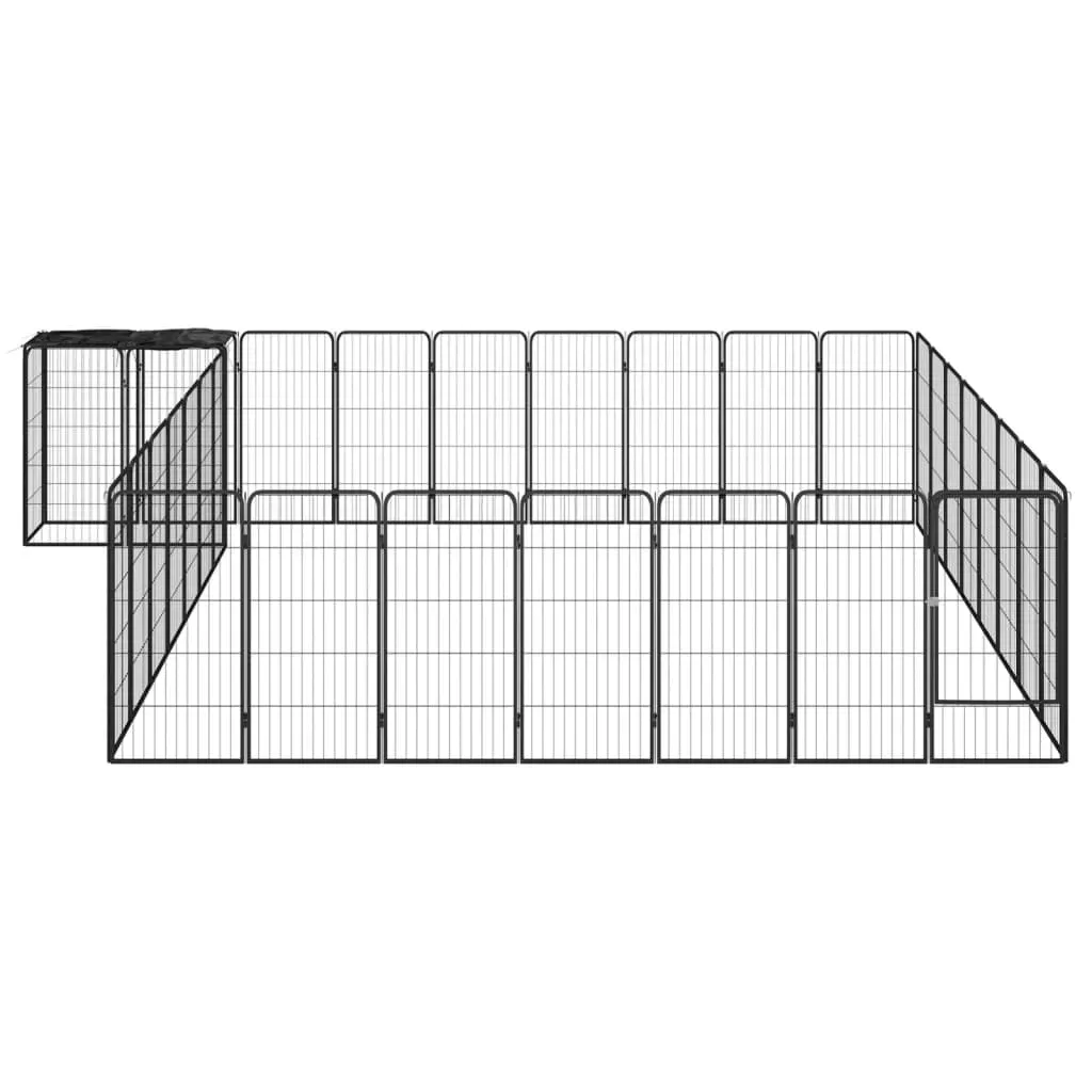 kojec-dla-psa-34-paneli-czarny-50x100-cm-stal