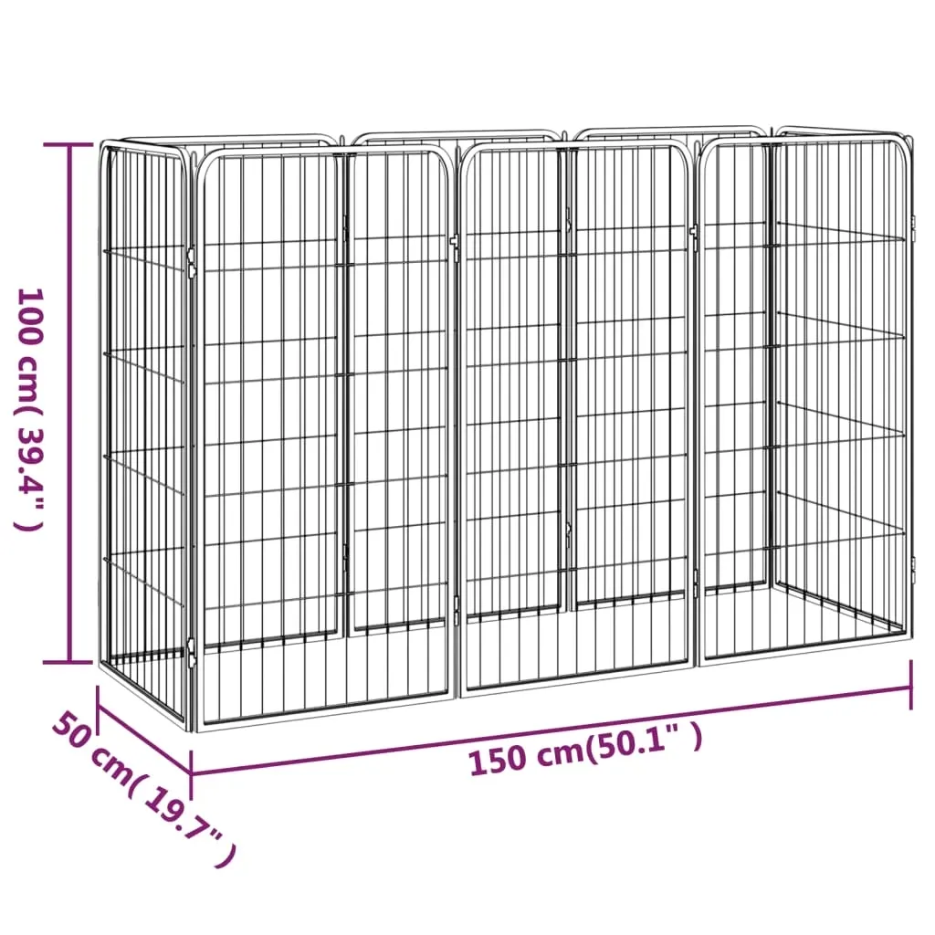 kojec-dla-psa-8-paneli-czarny-50x100-cm-stal-stan-nowy