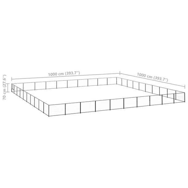 kojec-dla-psa-czarny-100-m-stalowy-wysokosc-7-cm
