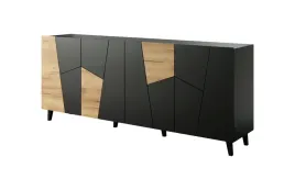 komoda-vitrail-200-cm-4d-frezowana-czarny-mat-dab-craft