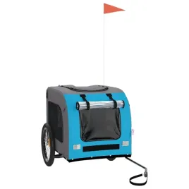 przyczepka-rowerowa-dla-psa-niebiesko-szara-tkanina-oxford