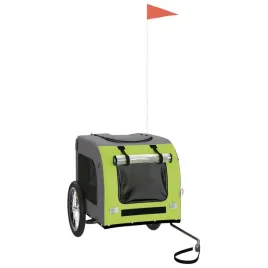 przyczepka-rowerowa-dla-psa-zielono-szara-tkanina-oxford