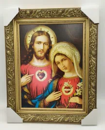 obraz-w-zlotej-ramie-30x40cm-serce-jezusa-i-maryi