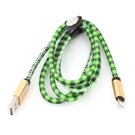 platinet-tajpan-lightning-to-usb-leather-checked-cable-kabel-1m-green-4332