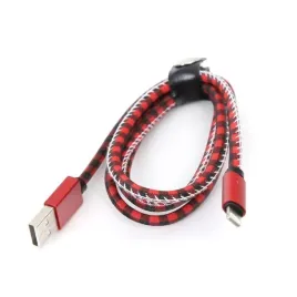 platinet-tajpan-lightning-to-usb-leather-checked-cable-kabel-1m-red-43592