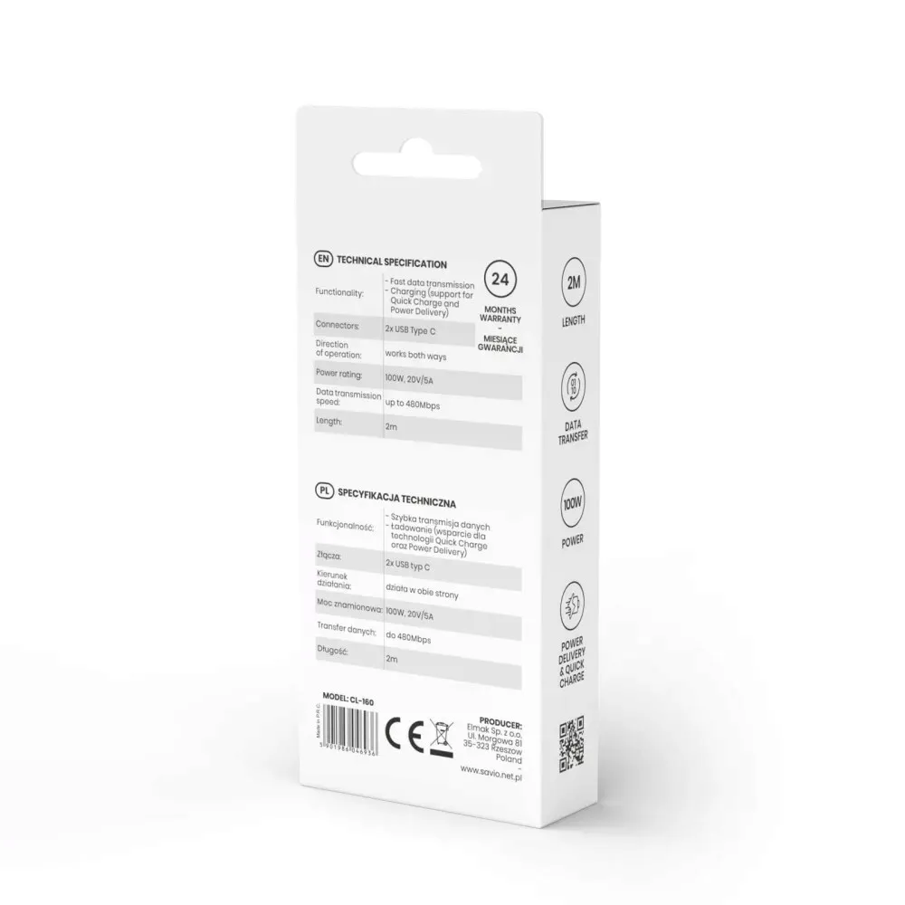 savio-kabel-usb-typ-c-usb-typ-c-5a-2m-cl-160