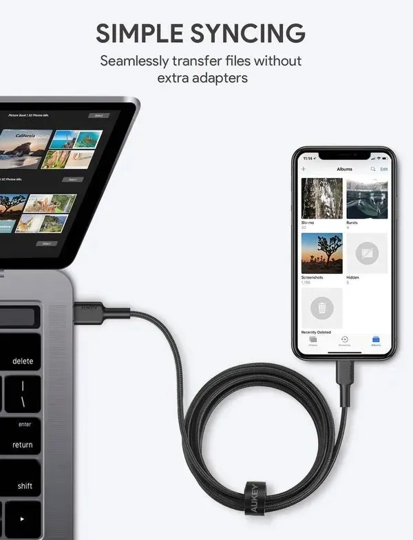 aukey-cb-cl03-nylonowy-kabel-usb-c-lightning-2m-pd-stan-nowy