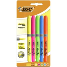 zakreslacz-bic-highlighter-grip-5-kolorow-blister-5sztuk