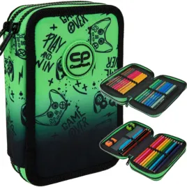 coolpack-piornik-dwukomorowy-z-wyposazeniem-jumper-2-game-over-green