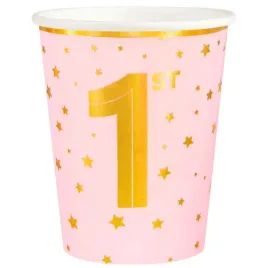 kubeczki-papierowe-1-urodziny-zlote-gwiazdki-rozowy-jasny-partypal