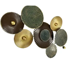 dekoracja-scienna-metalowa-kola-metaloplastyka-brazowo-zielona-zlota