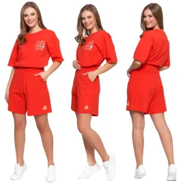 zestaw-damski-bawelniany-luzny-t-shirt-krotki-rekaw-spodenki-moraj-xxl