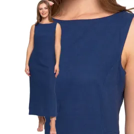 sukienka-damska-dluga-dopasowana-lniana-z-rozcieciem-elegancka-moraj-s