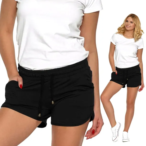 Spodenki Damskie Krótkie Wygodne SZORTY Dresowe Wiązane Sportowe MORAJ L/XL