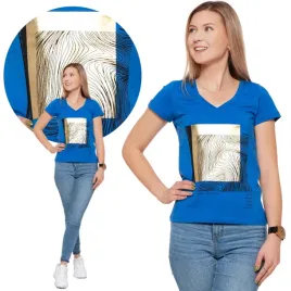 koszulka-damska-t-shirt-bawelniana-ze-zlotym-blyszczacym-nadrukiem-moraj-s