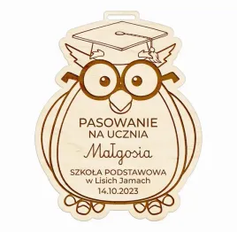 medal-prezent-pasowanie-na-ucznia-szkola-sowa-imie