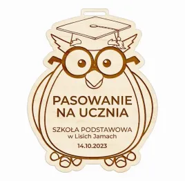 medal-prezent-pasowanie-na-ucznia-szkola-sowa