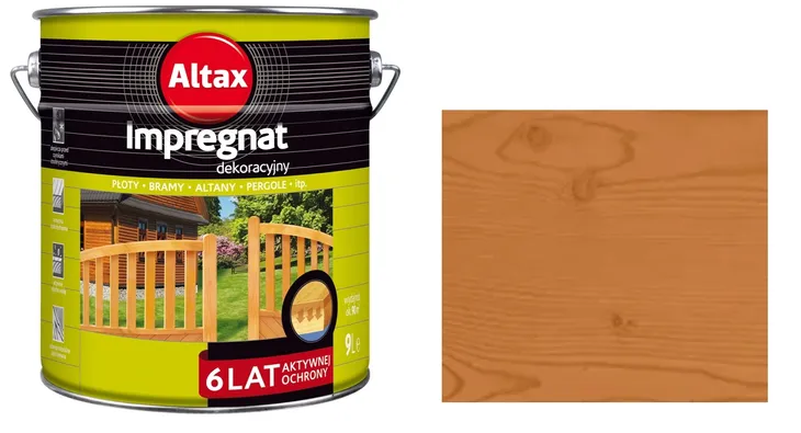 ALTAX IMPREGNAT DEKORACYJNY DO DREWNA 9L PINIA - rozpuszczalnikowy - 6 LAT