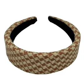 opaska-do-wlosow-w-pepitke-materialowa-brazowa