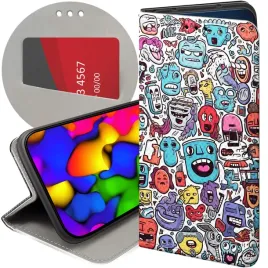 etui-z-klapka-do-samsung-galaxy-m21-wzory-doodle-zwierzeta-potwory-rysunki