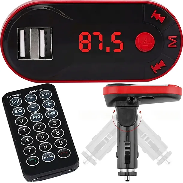 transmiter-fm-bluetooth-ladowarka-mp3-2xusb-sd-lcd-glosnomowiacy-pilot-stan-nowy