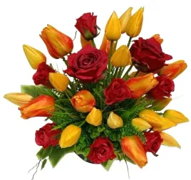 stroik-wiazanka-grob-cmentarz-kwiaty-tulipany-czerwone-roze