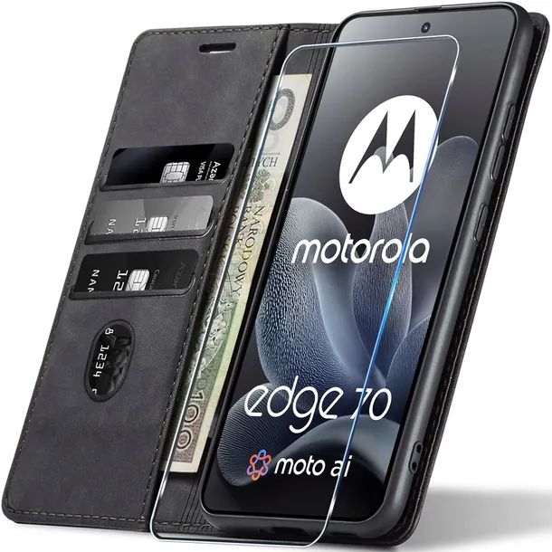 ETUI SKÓRZANE MAGNETYCZNE DO MOTOROLA EDGE 70 +SZKŁO