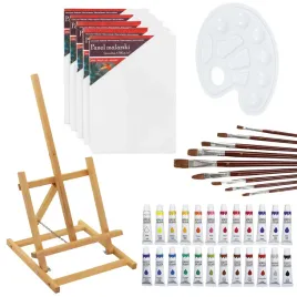 zestaw-artystyczny-sztaluga-farby-plotna-pedzle-podobrazia
