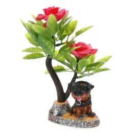 sztuczny-kwiat-drzewko-figurka-psa-16cm