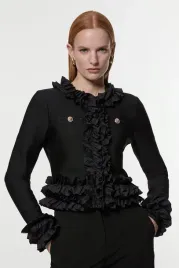 czarna-dzianinowa-kurtka-z-tkanymi-falbanami-karen-millen-xs