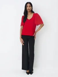 czerwona-bluzka-z-szyfonowymi-rekawami-mohito-xs