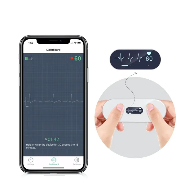 Przenośny aparat monitor EKG Wellue DuoEK-S App Bluetooth Arytmia