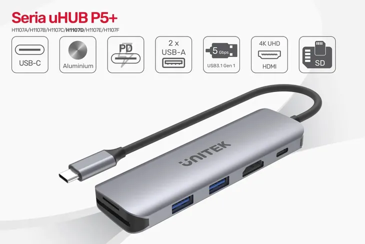 unitek-h1107d-usb-c-2xusb-pd-100w-sdmicrosdhdmi-kod-producenta-h1107d