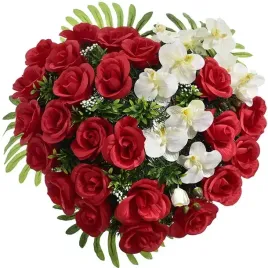 serce-podklad-kompozycja-stroik-dekoracja-grob-wiazanka-bukiet-roza-liscie