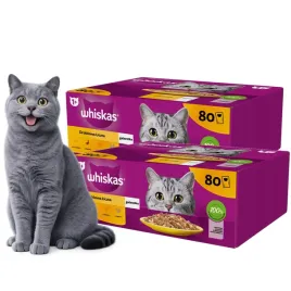 2x-karma-mokra-dla-kota-whiskas-drob-w-sosie-galaretka-mix-80x85g