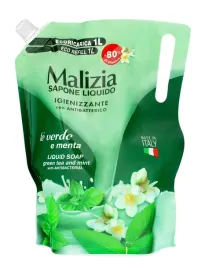 malizia-mydlo-w-plynie-antybakteryjne-green-tea-and-mint-zapas-1000-ml