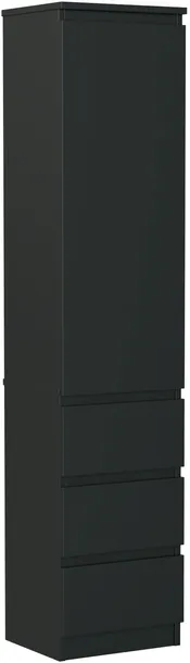 REGAŁ 40CM 3 PÓŁKI 3 SZUFLADY DRZWI PŁYTA 18MM POJEMNY CZARNY CZARNA