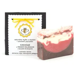 Zdjęcie produktu Miodowa Mydlarnia naturalne mydło kakaowe z miodem malinowym i olejem ryżow