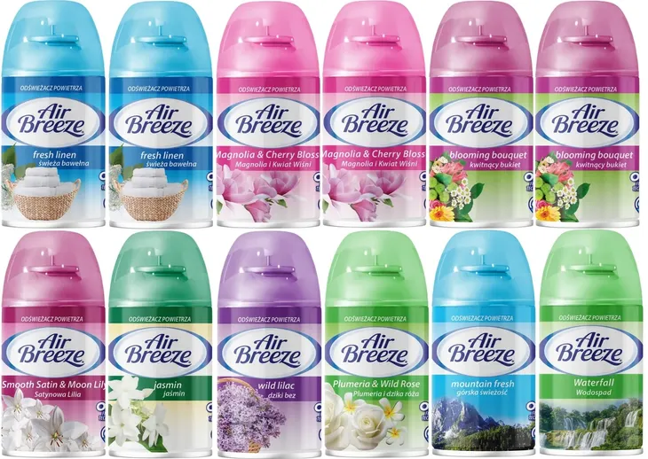 Odświeżacz powietrza zapas Air Breeze 250 ml karton 12 sztuk (mix zapach)