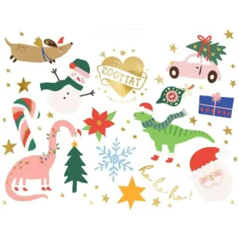 tatuaze-zmywalne-swiateczne-dinozaury-i-mikolaj-partydeco-13-szt