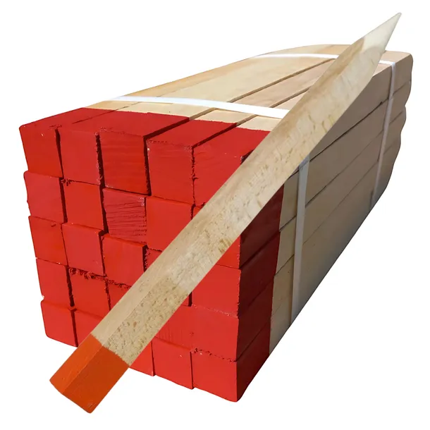Paliki słupki geodezyjne bukowe 2,5 × 2,5 × 120 cm – czerwone 25 sztuk