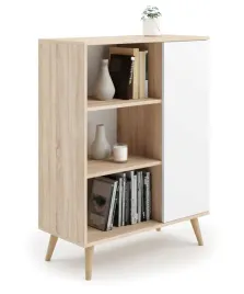 kobi-regal-fondi-90x116x40-cm-na-nogach-drewnianych-dab-sonoma-biel