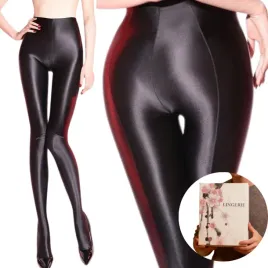 czarne-seksowne-damskie-bielizny-blyszczace-legginsy-imitujace-skore