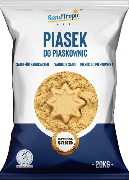 PIASEK DO PIASKOWNICY 20kg ATEST PZH ŻÓŁTY MIĘKKI PREMIUM SandTropic