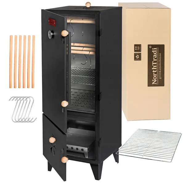 WĘDZARNIA OGRODOWA DOMOWA STALOWA METALOWA Z FUNKCJA GRILL 2w1 PREMIUM