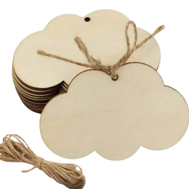 Drewniana Chmurka ze Sklejki 10x6,6 cm – Zestaw 15 sztuk Dekoracje DIY
