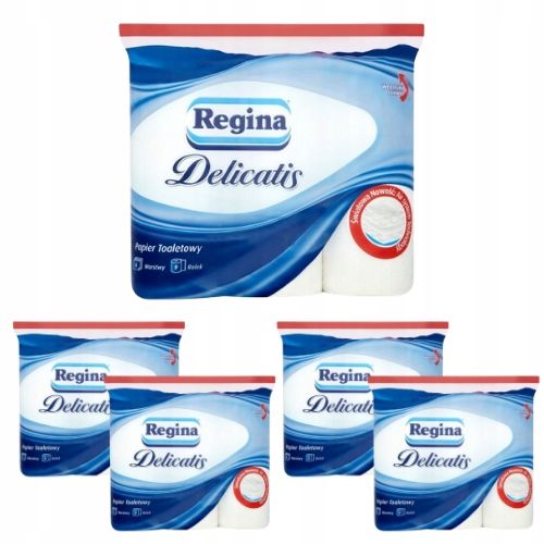 Promocja Papier toaletowy Regina Delicatis 4 warstwy (9 rolek) x 5 opakowań wyprzedaż przecena