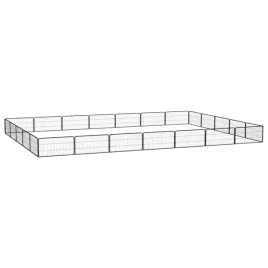 kojec-dla-psa-24-panele-czarny-100x50-cm-stal