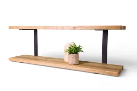 polka-scienna-podwojna-debowa-loft-z-czarnymi-uchwytami-90cmx30cmx26cm