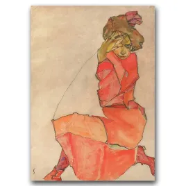 plakat-vintage-kleczaca-kobieta-egon-schiele-a1